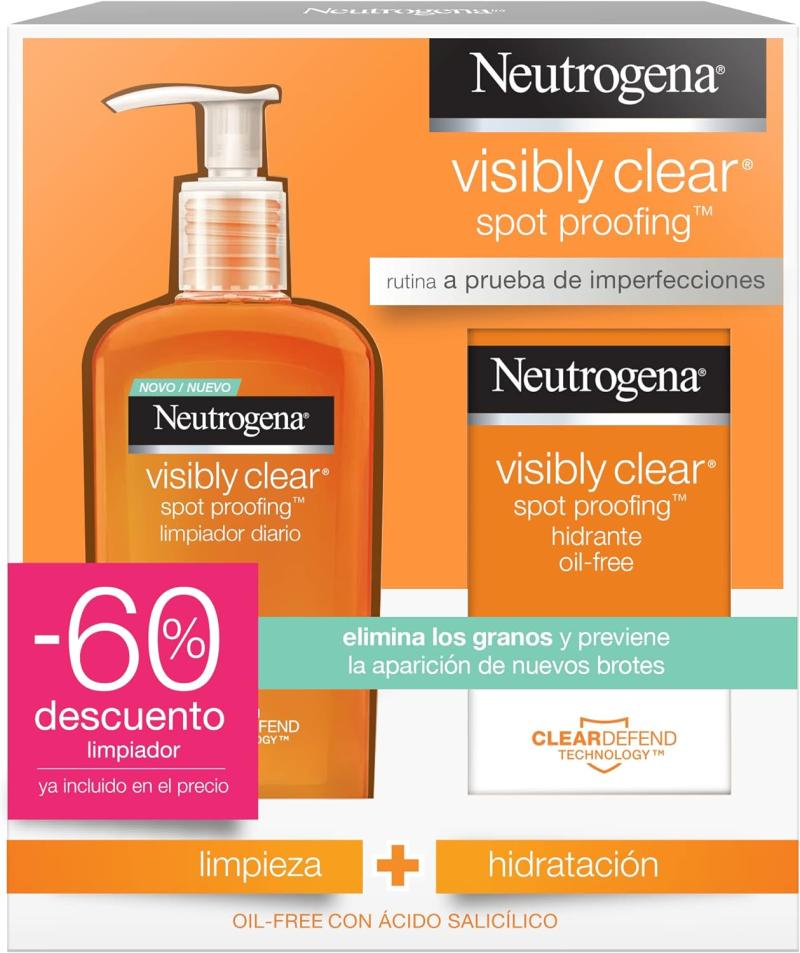 Neutrogena Rutina de Cuidado Facial Visibly Clear, de Uso Diario, para Piel Propensa al Acné